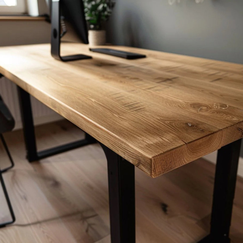 Rustic Office Desk - Chunky U Legs, 76cm H x 45cm W x 120cm D