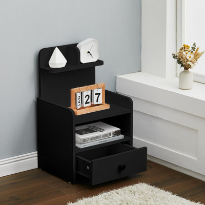 36.5cm W MDF Wood, Metal Bedside Table