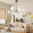 Asumi 6 - Light Modern Sputnik Linear Chandelier With Milky White Glass Shade-1154104045