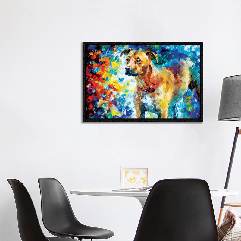Dog III by Leonid Afremov - Painting on Canvas, 101.6 cm H x 66.04 cm W, Black Framed Canvas