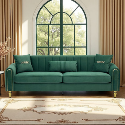 Contemporary Upholstered 3 - Seater Sofa With Plush Cushions, Pillows And Pocket Spring Support For Modern Living Spaces