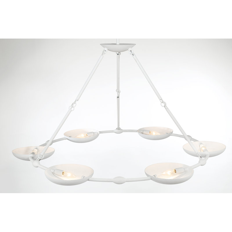 George Kovacs Undertas 6 Light Chandelier In Textured, Piastra White