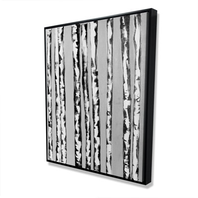 Birches Black and White - Framed Canvas Trees Landscapes Decor