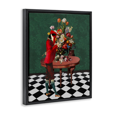 Art mural sur toile flottante de style classique avec personne et fleurs, design par Erika C. Brothers