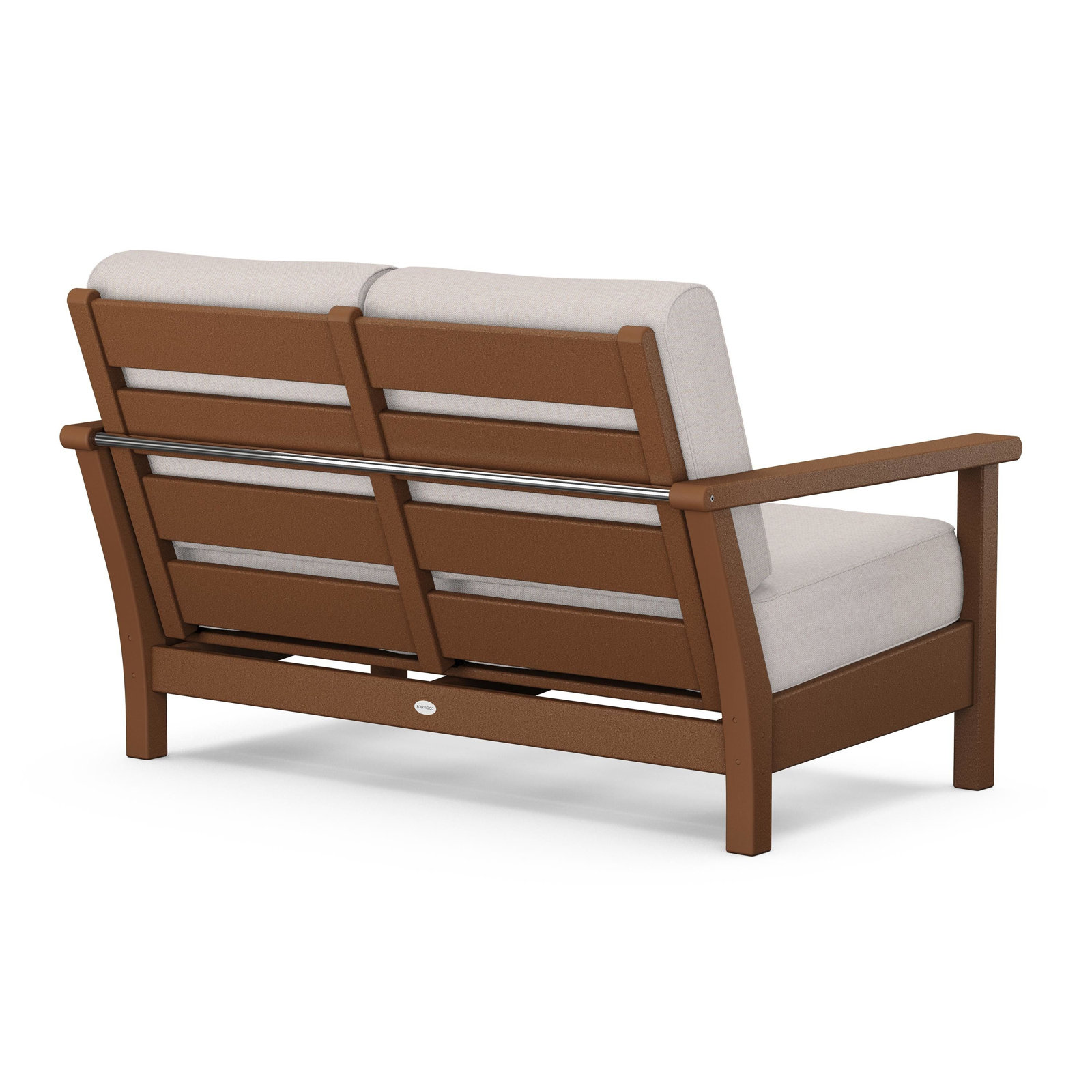 POLYWOOD® Harbour 52" Patio Loveseat, Cream, Teak