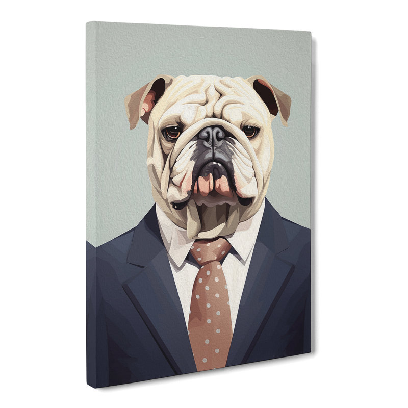 British Bulldog Minimalism - Wrapped Canvas, 76cm H x 50cm W x 3cm D