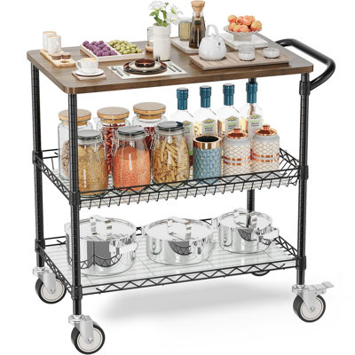 Chariot de cuisine 3 étages NSF, chariot de service en métal 34,75 po x 17,5 po