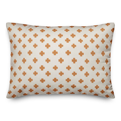 Burnt Orange Swiss Cross Pattern Geometric Lumbar Pillow