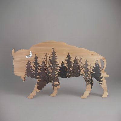 24"W Bison in Woods Wall Plaque