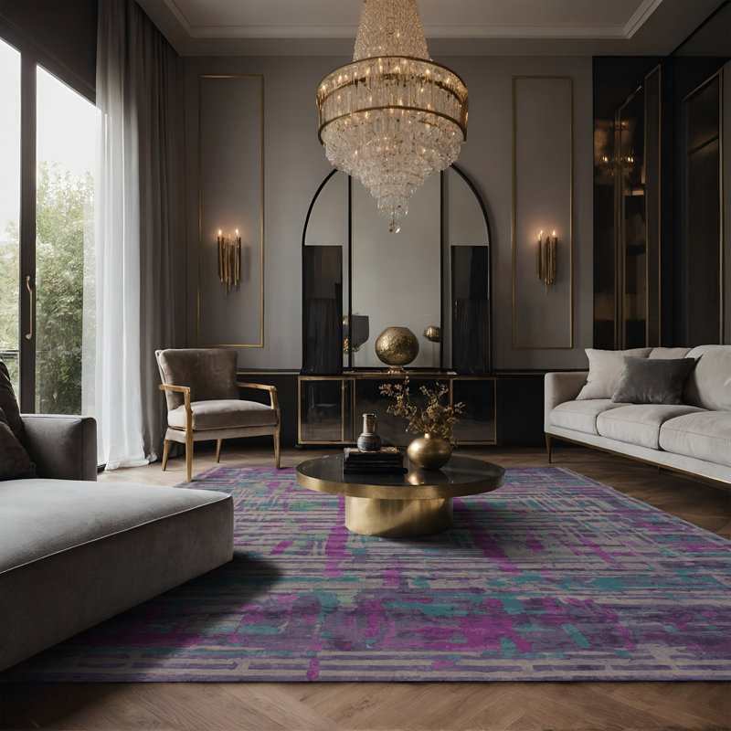 Tapis mauve soyeux et moelleux, Rectangle 2 pi x 3 pi