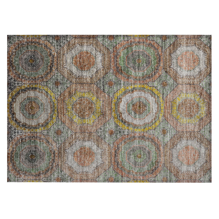 Machine Washable Indoor/Outdoor Xhevrie Sage Rug