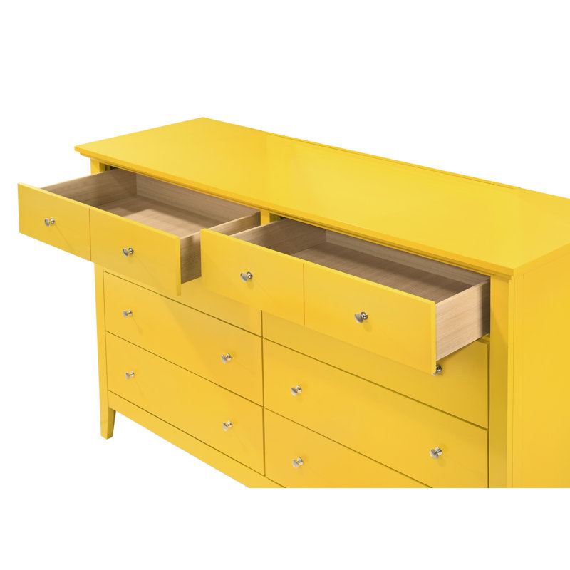 Hammond 8 Drawer 59" Double Dresser, Yellow