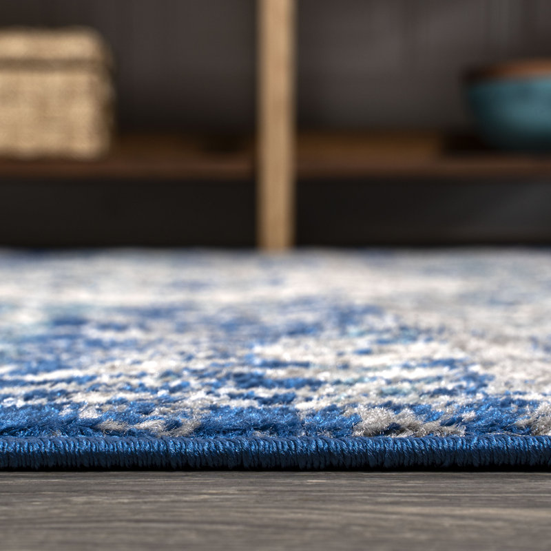 Tapis bleu / gris foncé Marzo, Rectangle 4pi x 6 pi