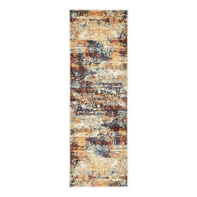 Tapis rouge brique à motif abstrait Elleker