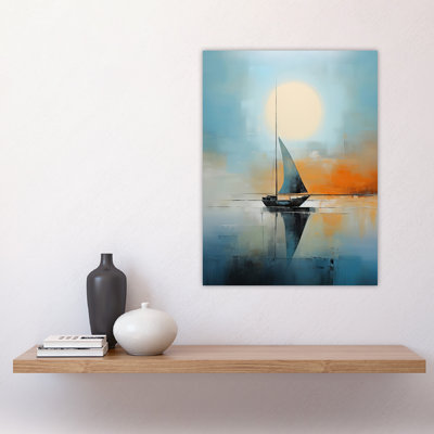Seascape Modern Abstract Sailboat Boat Artwork Calm Elegant Large Wall Unframed Art Poster Print Thick Paper 18X24 Inch