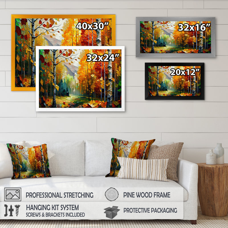 Chemin dans la forêt III - reproduction sur toile, H 30 po x l 40 po x P 1,5 po, Cadre noir