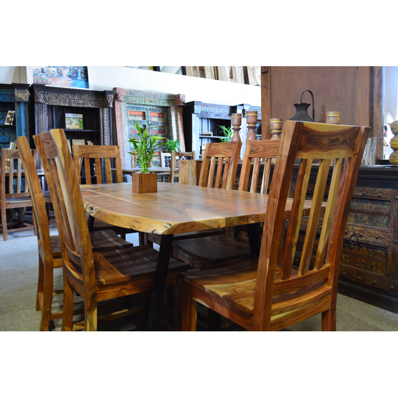 Maryna Acacia Solid Wood Top Dining Table, 30" H x 60" L x 39" W