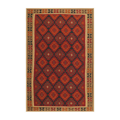 Tapis brun/rouge pourpre/zone noire