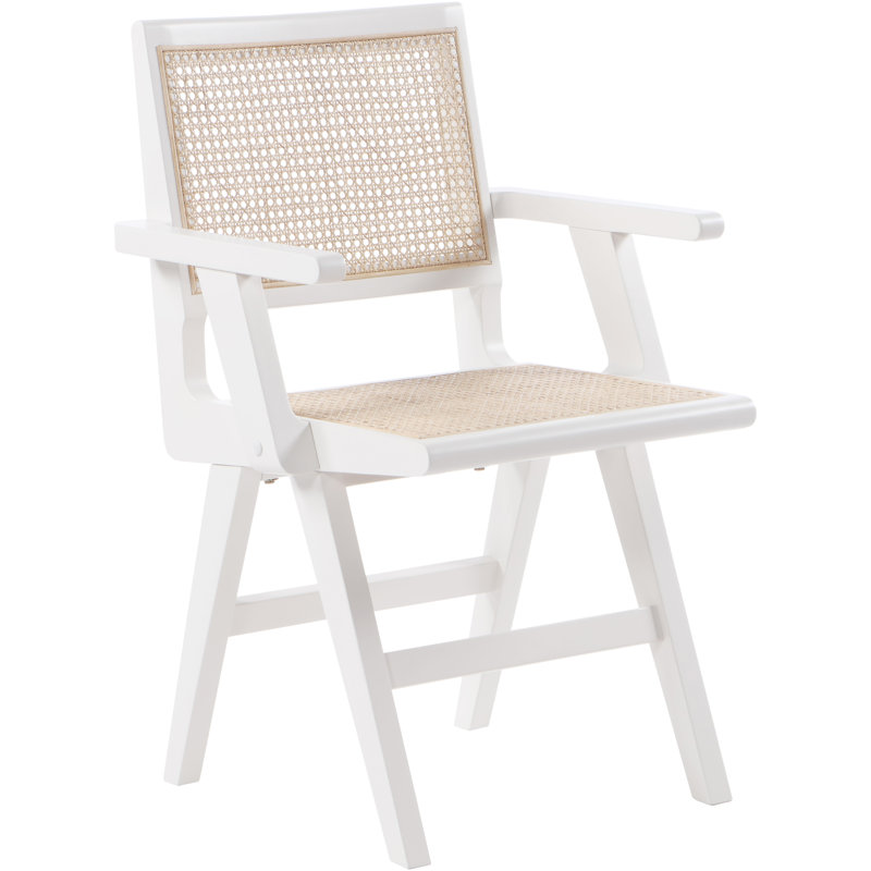 Chaise de salle à manger avec accoudoirs Preston Preston, Canne blanche naturelle, Blanc
