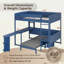Lit mezzanine double avec cadre en bois massif avec bureau, tablette de rangement de chevet, canapé et lumière DEL-269936506