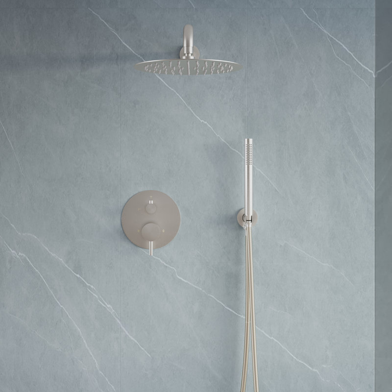 10 In. Shower System Shower Head With Hand Shower And Pressure Balance Valve,Brushed Nickel