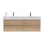 Meuble-lavabo de 60 po (30 po * 2) avec lavabo en quartz blanc et tiroirs en chêne brut Grace, meuble-lavabo mural flottant, lavabo une pièce sans drain ni robinet, KD