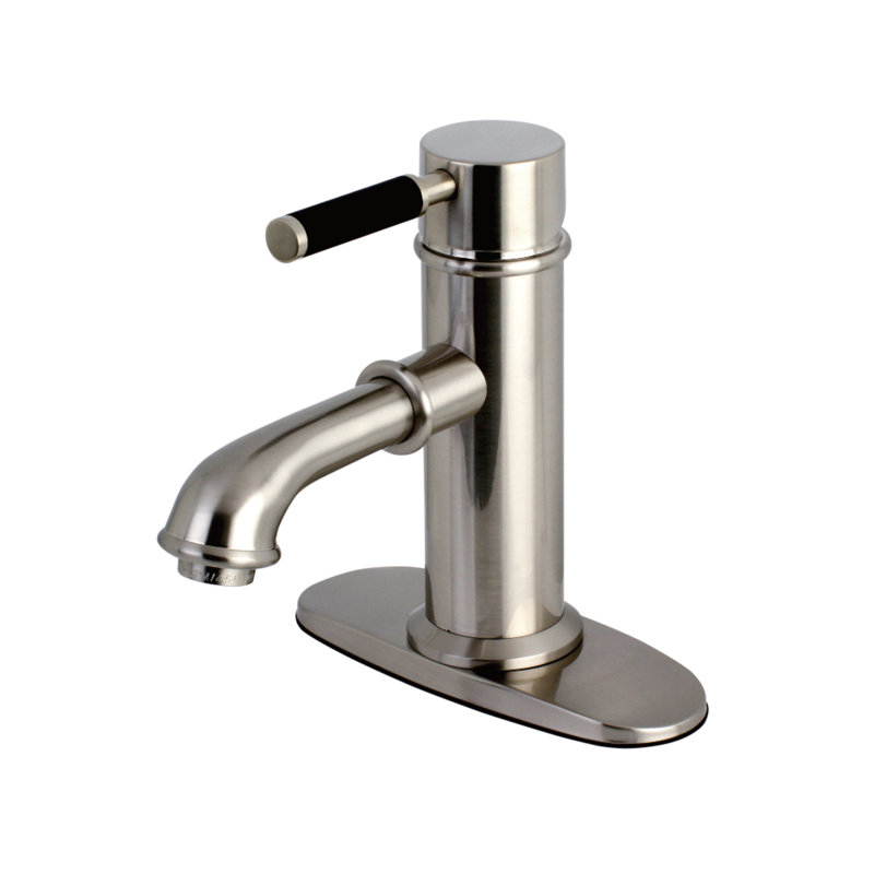 Kingston Brass Kaiser Single-Handle 1-Hole Deck Mount Bathroom Faucet with Brass Pop-Up, Brushed Nickel
