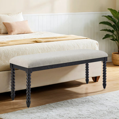 Eliyas 48" W Turned Leg Upholstered Bench