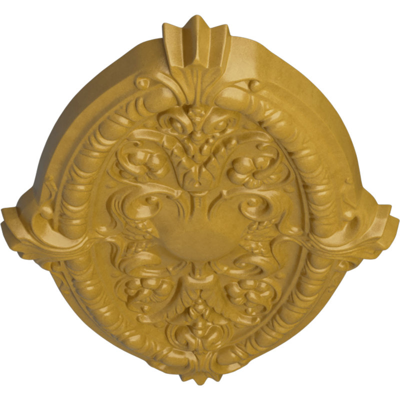 Médaillon de plafond Endellaathane Marcella, l 26 3/8 po x H 17 1/4 po x P 1 3/4 po (convient aux auvents jusqu'à 3 po), fini or irisé peint à la main