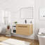 Meuble-lavabo mural avec lavabo de comptoir en résine, 1 tablette de rangement, 2 portes à fermeture douce-130549872