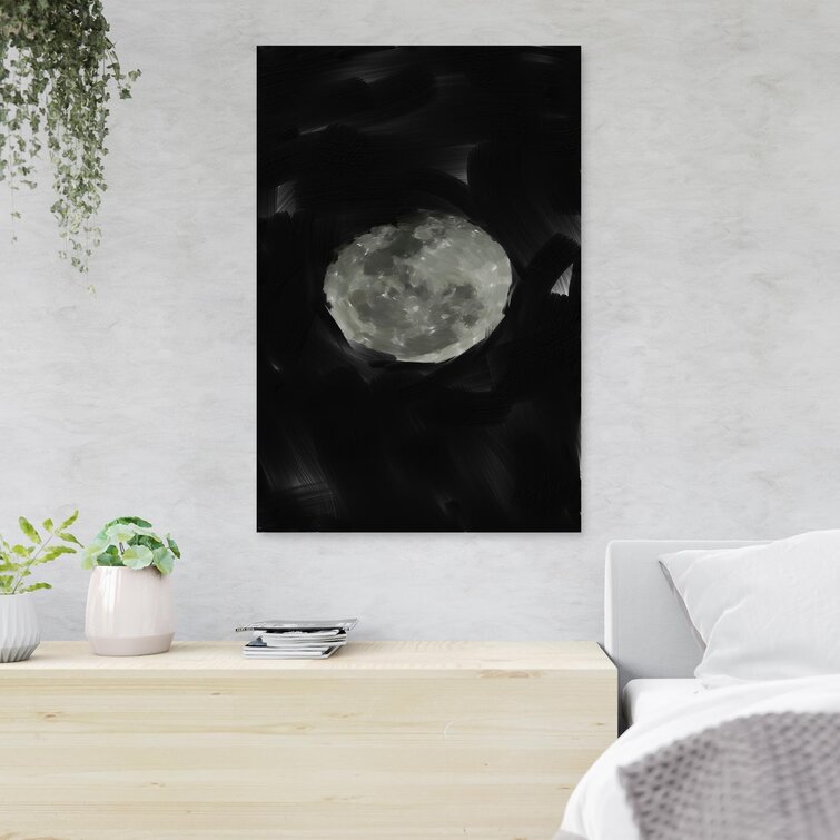 Red Barrel Studio® Moon Wallpaper On Canvas Painting | Wayfair