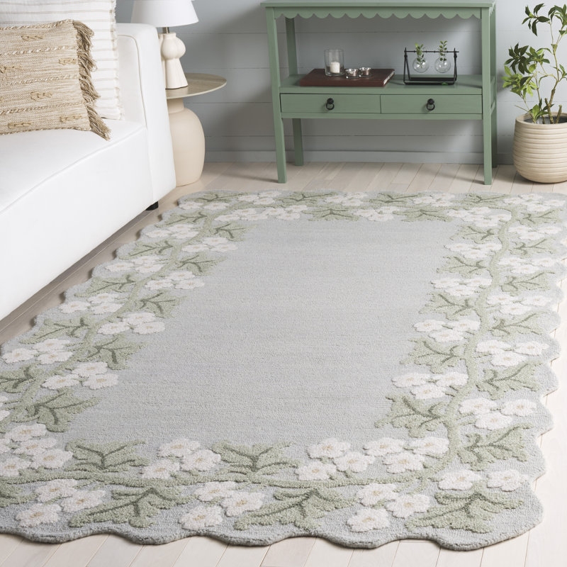 Tapis d'intérieur en laine touffeté à la main Jardin, Rectangulaire 8 pi x 10 pi