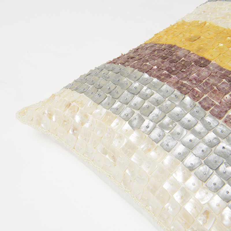Housse de coussin en nacre à rayures multicolores