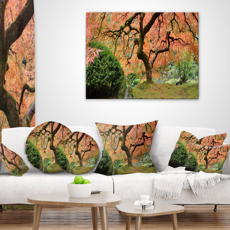 Old Japanese Maple Tree - Landscape Printed Pillow