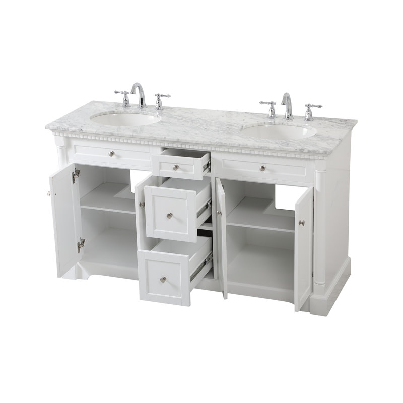 Ensemble de meuble-lavabo double 60 po Clarence, Blanc
