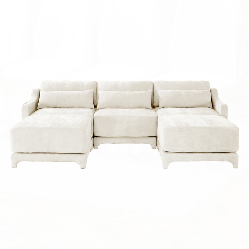 Élégant canapé rembourré en chenille avec conception ergonomique et configuration modulaire, H 32,6 po x l 105,9 po x P 61 po