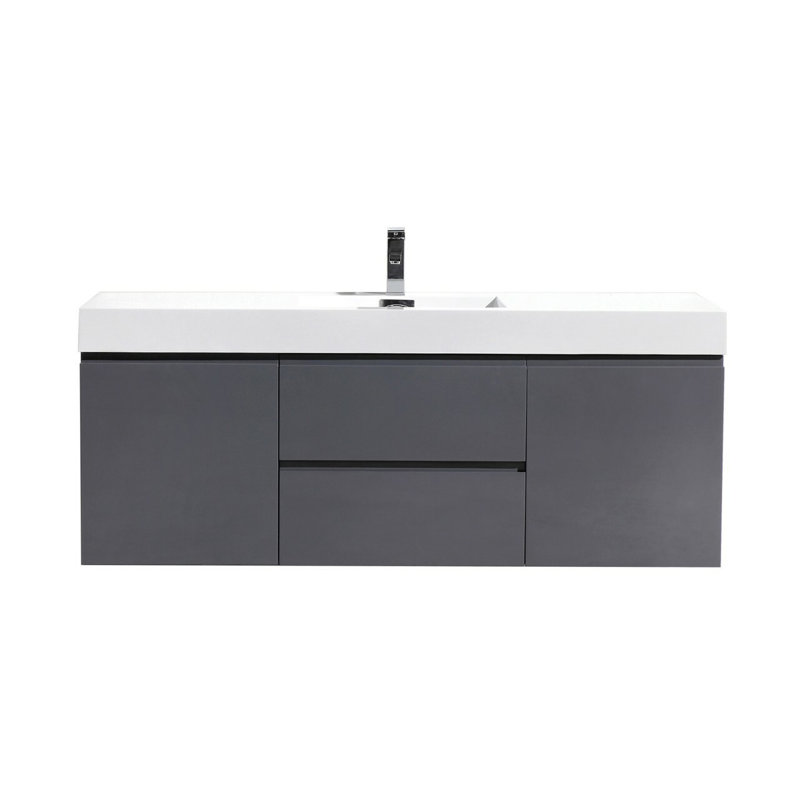 Base de meuble-lavabo double 60 po mural seulement, Bleu nuit