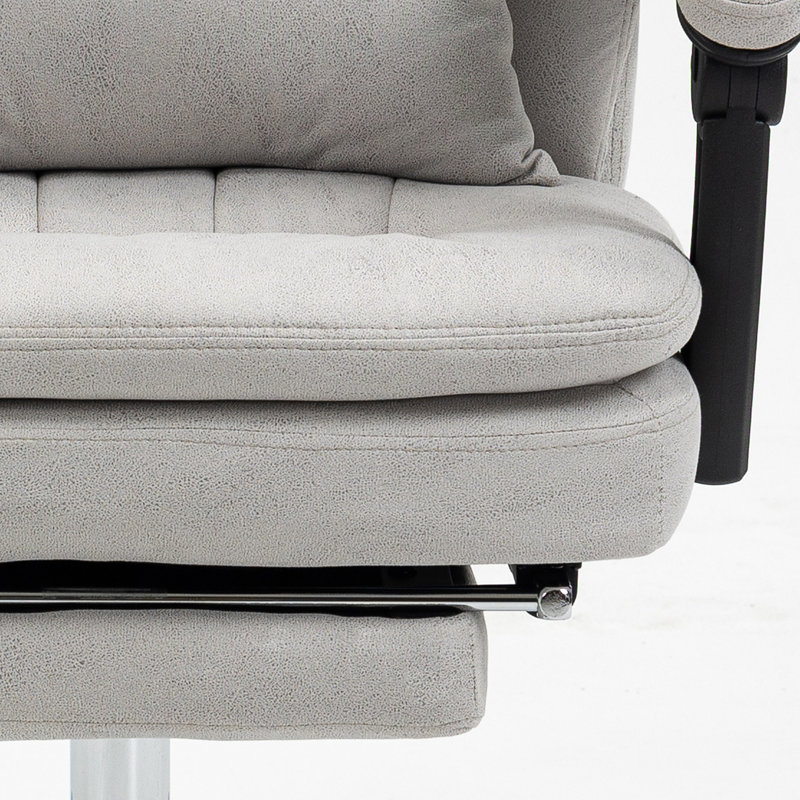 Fauteuil de bureau de massage en microfibre, fauteuil de bureau pivotant, fauteuil inclinable chauffant avec coussin de soutien lombaire
