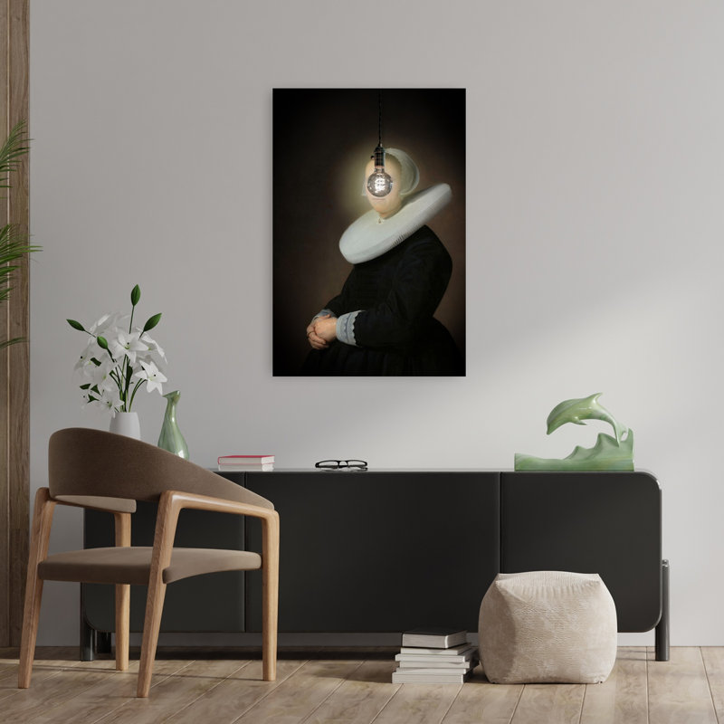 Bulb Renaissance Portrait Classic Dramatic Elegant Portrait Wall Art Print by Marja Van Den - Wrapped Canvas Print