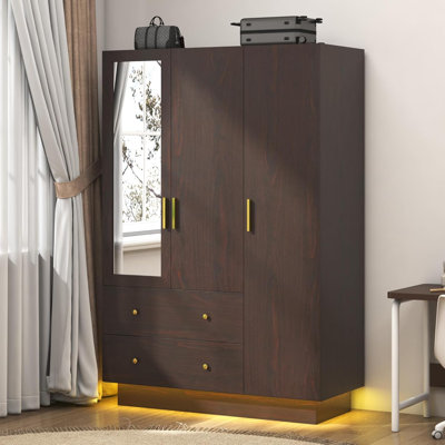 3 doors Armoire Wardrobe With 2 Drawers and Shelves and led lights by Fushimuma