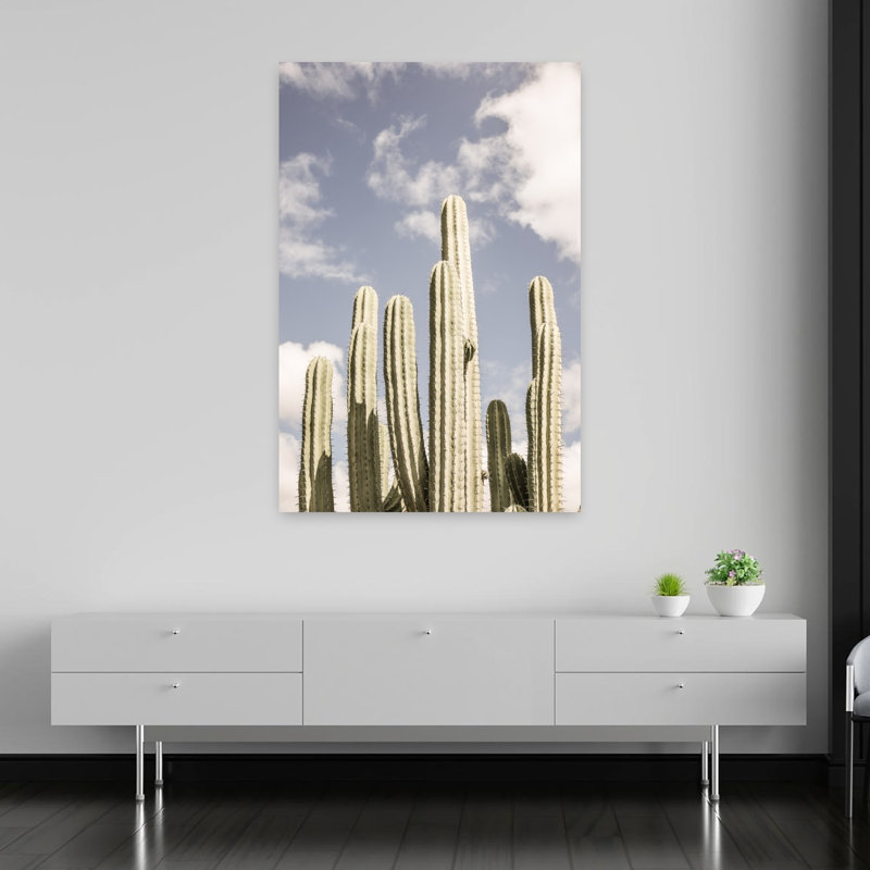 Art contemporain contemporain abstrait avec cactus, H 60 po x l 40 po