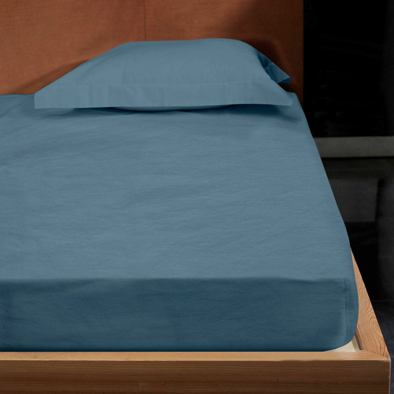 Viola Sateen Fitted Sheet, Queen Fitted Sheet, Antique Blue