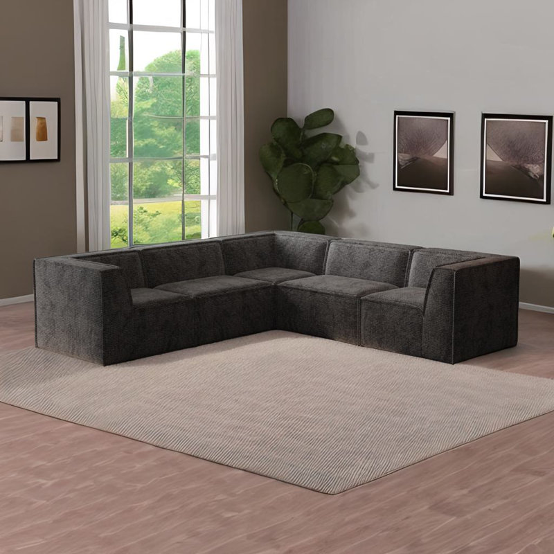 Modular L Shaped Sectional Sofa, Black