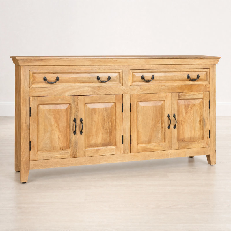 Loon Peak Jamya 69" Solid Wood Sideboard Buffet - Oak Finish, Oak