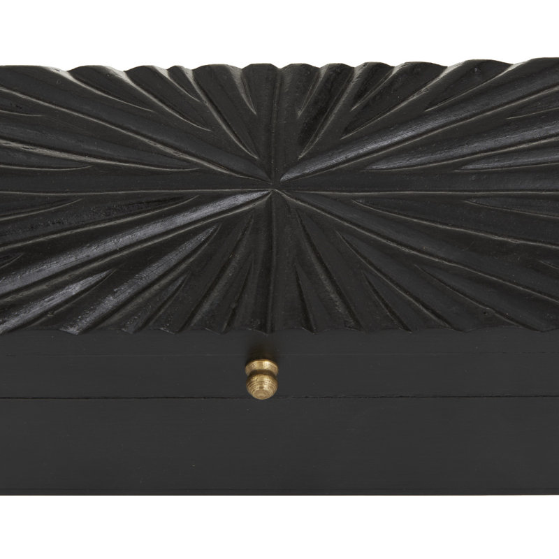 Wood Geometric Decorative Box with Hinged Lid Set, Black