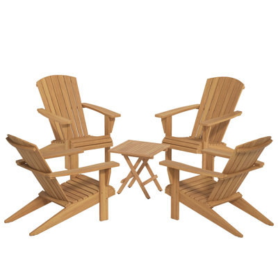  Ensemble de patio extérieur en teck Grade A 5 pièces (4 chaises + 1 table d'appoint)