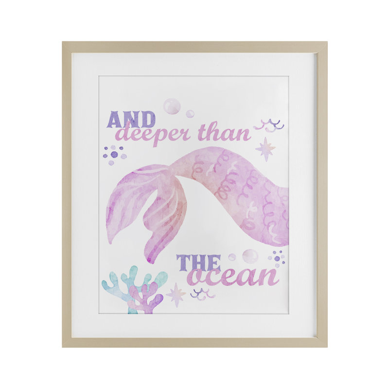 «Deeper Than The Ocean», reproduction sous verre encadrée, conception de Kim Allen, Cadre de récolte en pin
