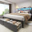 Base de lit grand format avec pied de lit de rangement-1367111822