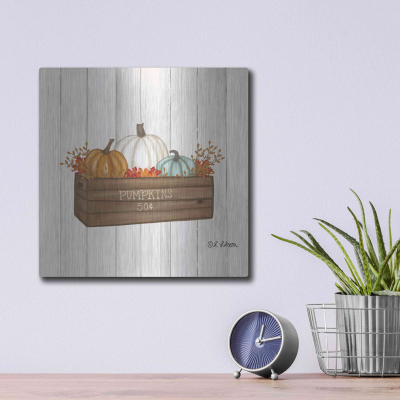 «Pumpkins In Box» par Lisa Larson, H 12 po x l 12 po