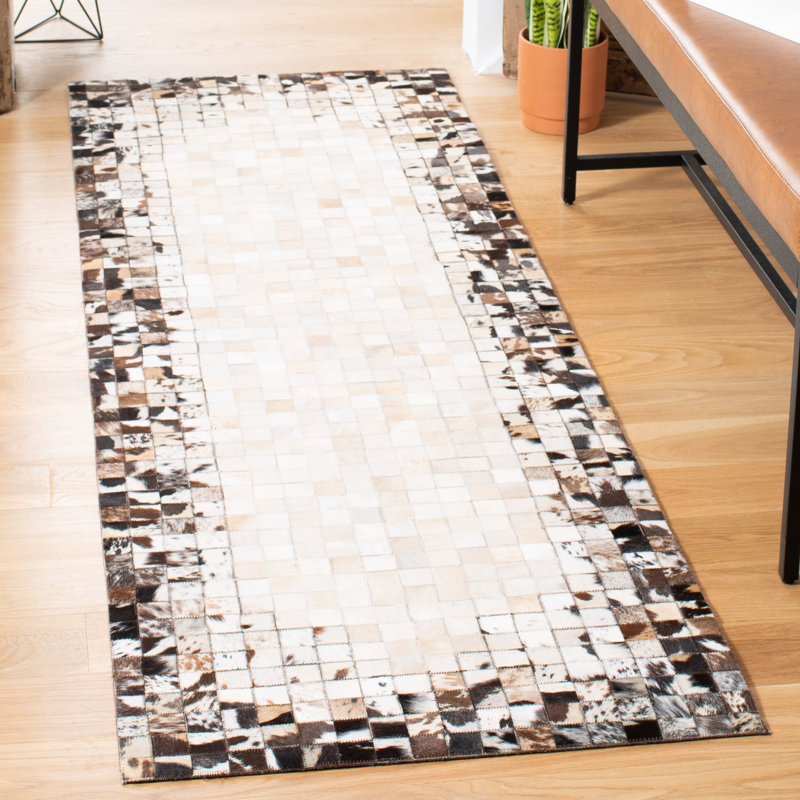 Tapis beige / brun en tissu feutré à la main Herbst, Tapis de couloir 2 pi 3 po x 7 pi